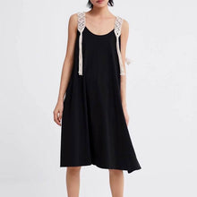 Load image into Gallery viewer, Women Summer Dresses 2019 New Fashion Lace Black Jersey Lace Patchwork Female Casual Loose Dress Feminino Vestidos