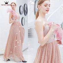 Load image into Gallery viewer, Nude Pink Elegant Evening Dresses A-line Sweetheart Tulle Sequins Pattern Prom Party Dress Evening Gown 2019 New Fashion JK64