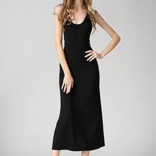 Load image into Gallery viewer, Sexy Black Minimalist Backless Open Cutout Back Slip Jersey Long Maxi Dress SML